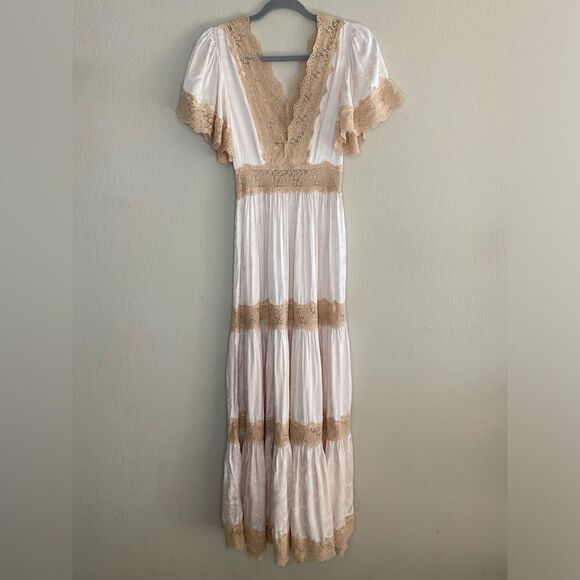 Spell Free People Ocean Gown Maxi White Cream Dress Size XS - Picture 10 of 17